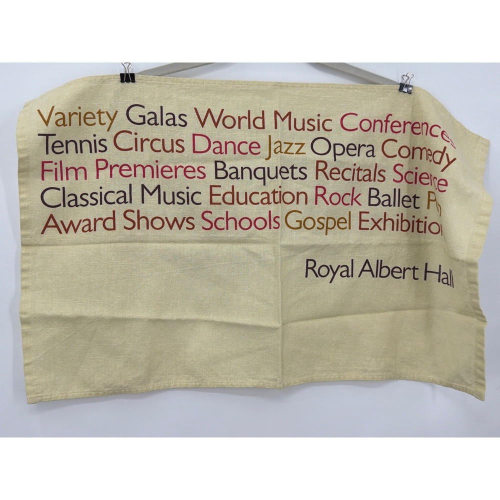 Royal Albert Hall London Souvenir Tea Towel 100% Linen Union Made in UK Cream